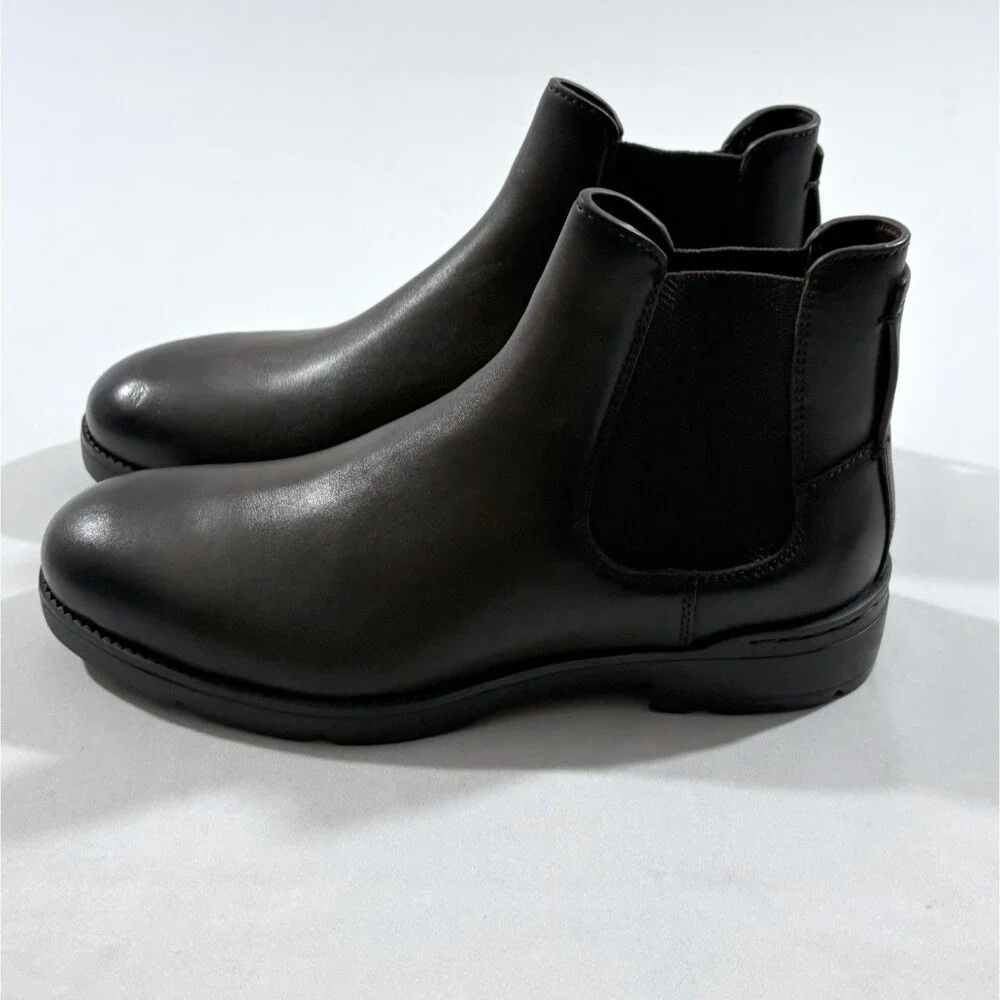 Ermenegildo Zegna Mens Cortina Chelsea Boots Black Leather Slip On Sz 6 Italy
